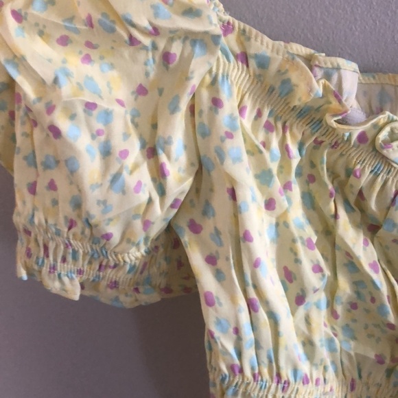 NWTS Zara Puffy Shoulder Pastel Hyper-feminine Floral Tube Top Size Med… - Picture 6 of 6